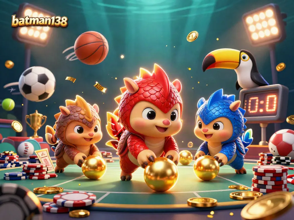 Engage in thrilling games with batman138 as colorful pangolins roll through poker chips.
