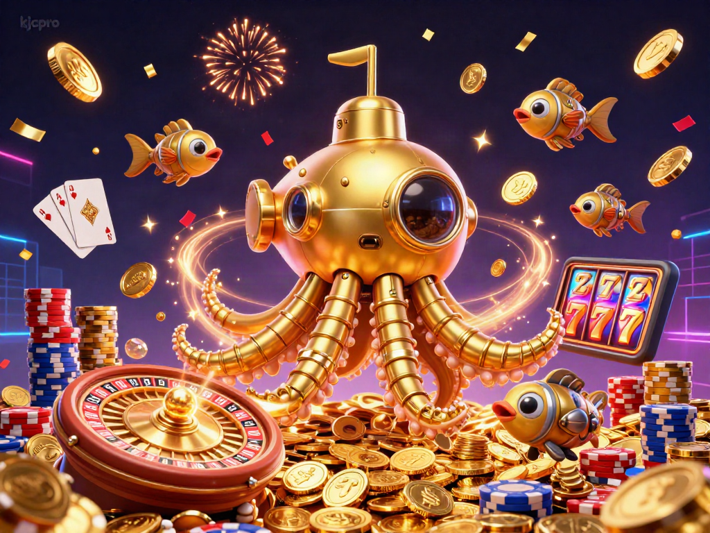 Excite players with kjcpro's thrilling 3D casino adventure featuring a kraken submarine and stunning jackpots.