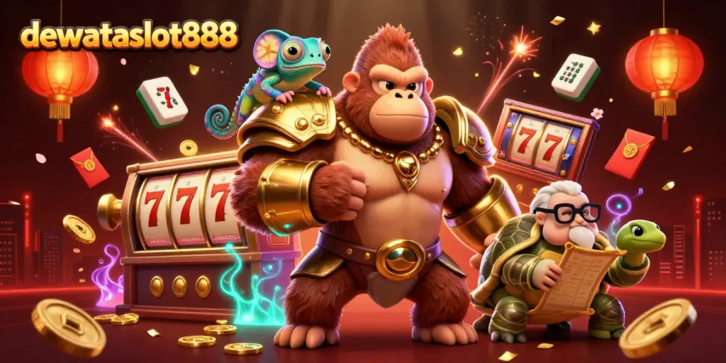 Mengasah strategi bermain dengan dewataslot888 di mode offline, ilustrasi 3D yang dinamis di kasino digital.