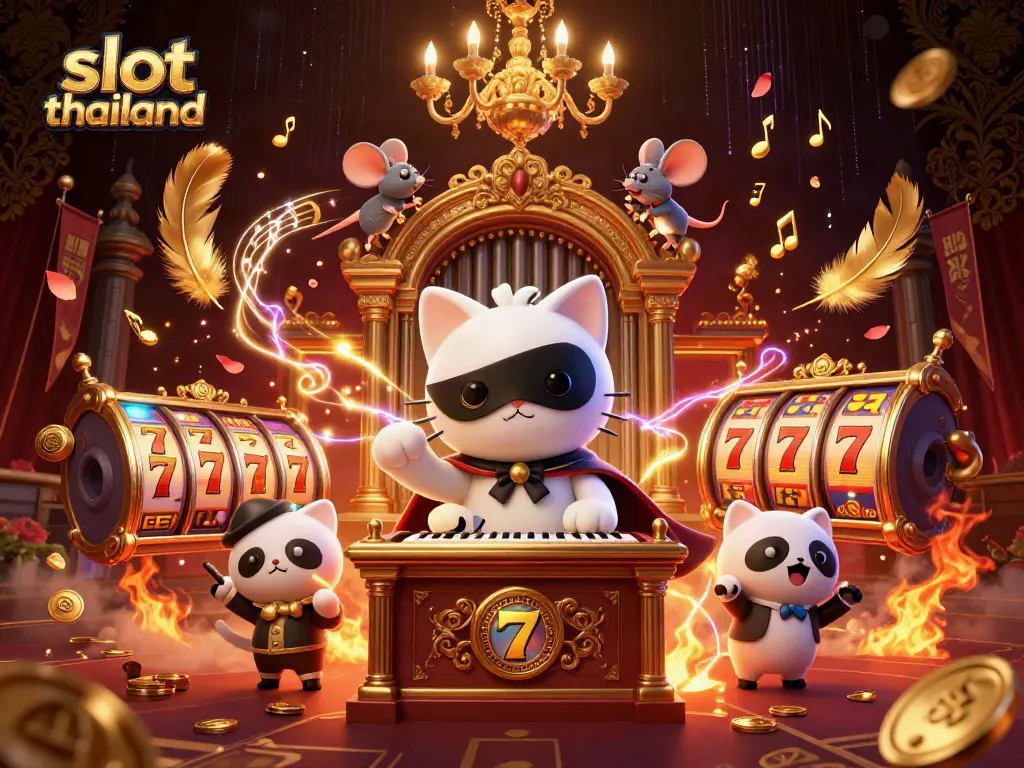 Experience thrilling action with slot thailand's vibrant casino scene featuring slot reels and golden coins.