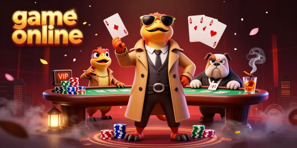 Experience exciting game online interactions with three clever raptors in a casino scene.