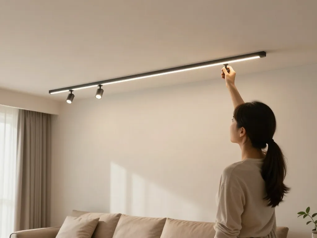 Spoturi și proiectoare LED pe sina magnetică instalate de un furnizor de servicii de încredere pentru iluminat modern.