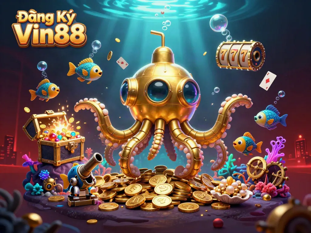 Experience winning at Đăng Ký Vin88 with a vibrant underwater casino filled with treasures.
