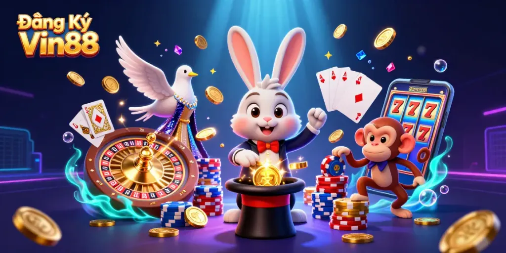 Register at Đăng Ký Vin88 and experience rich gambling thrills with golden coins and poker chips!