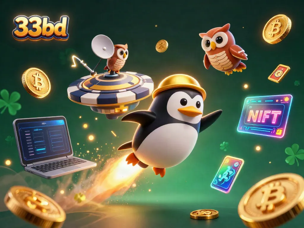 Experience exhilarating gameplay at 33bd, featuring a golden penguin and vibrant casino elements.
