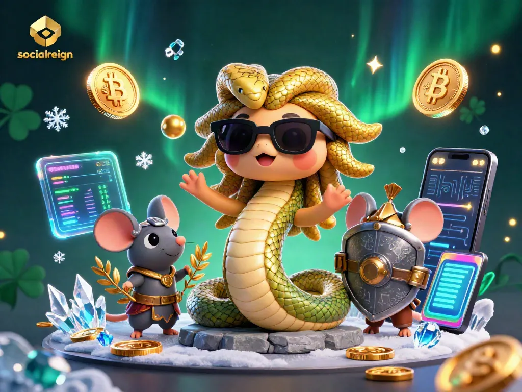 Engage with socialreign through this vibrant 3D casino illustration featuring Medusa and Bitcoin elements.