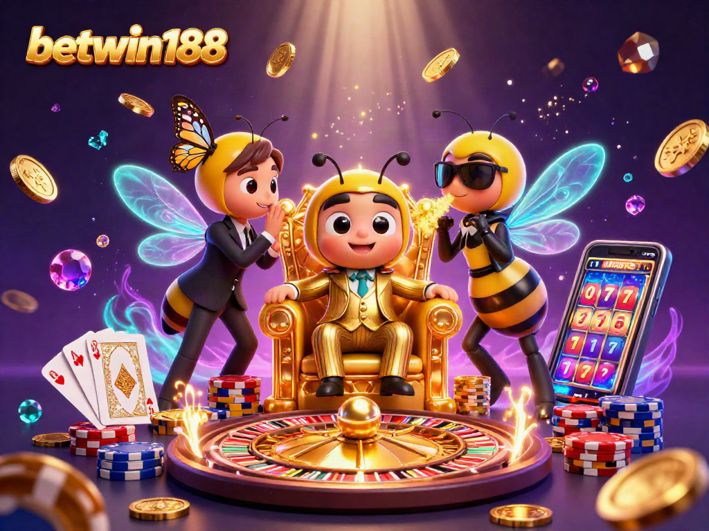 Experience the thrill of betwin188 with our vibrant casino scene filled with animated characters and sparkling winnings.