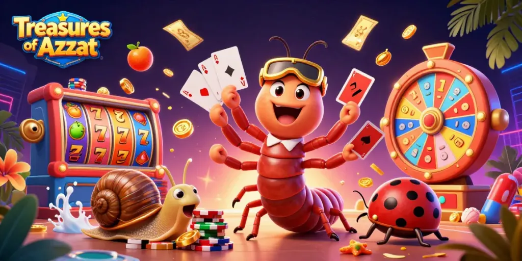 Treasures of Aztec slots featuring animated characters with vibrant casino elements, delivering engaging excitement.
