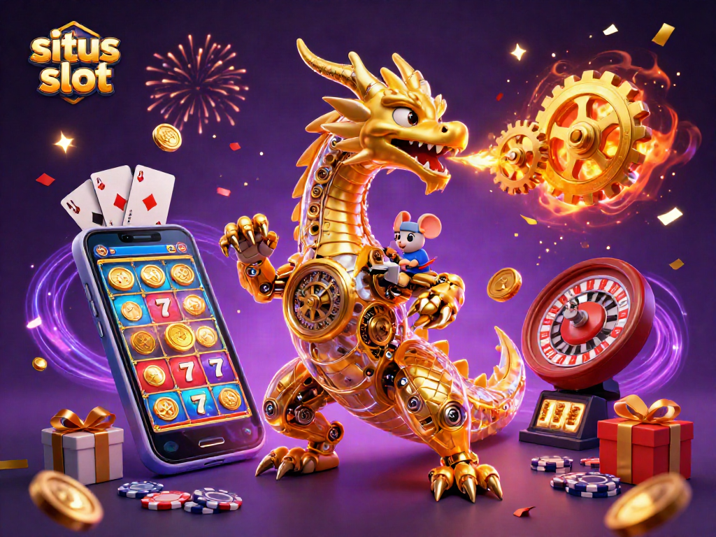 Engage with the situs slot experience featuring golden gears, lucky 7s, and casino traditions.