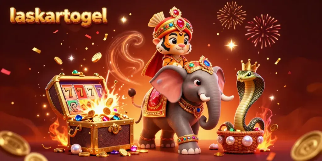 Experience the excitement of laskartogel with vibrant characters and casino elements in this colorful 3D rendering.