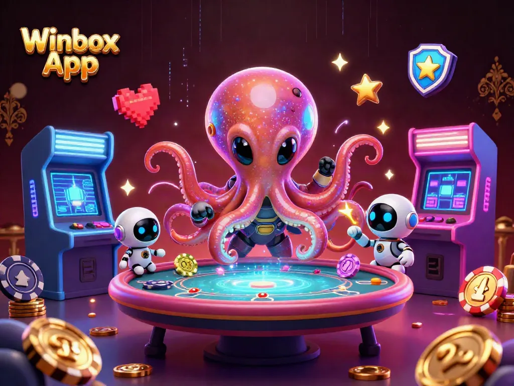 Engage with the Winbox App at a futuristic alien casino with vibrant imagery and dynamic gameplay.