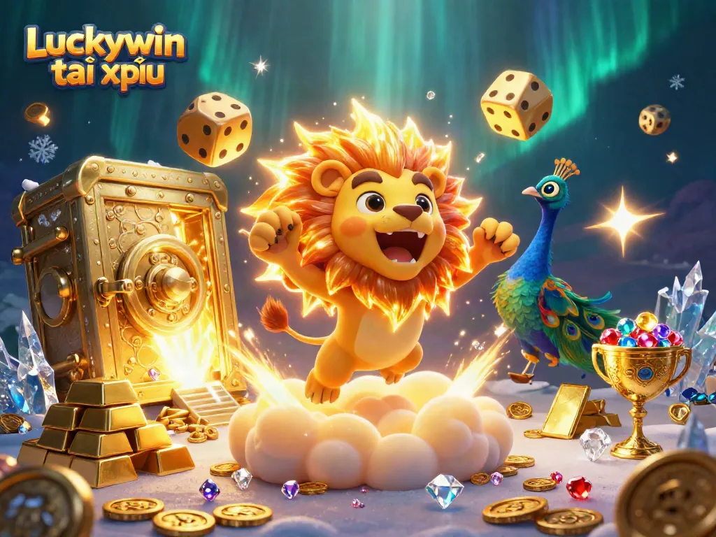 Experience the excitement of Luckywin tài xỉu with stunning treasures and rewards bursting through the scene.