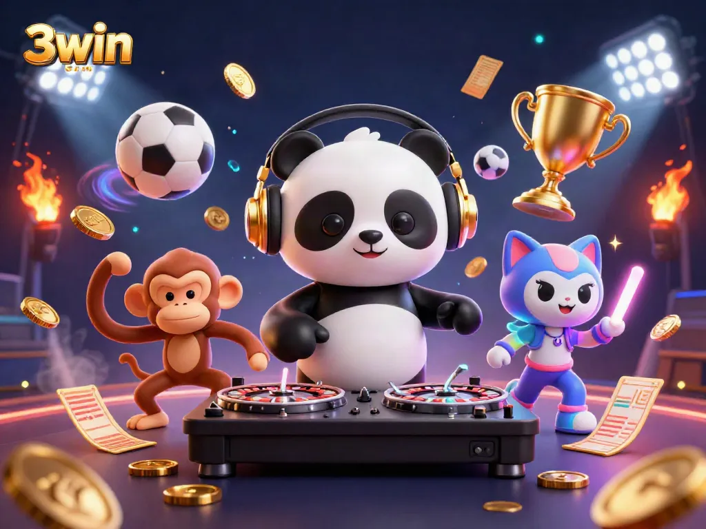 Experience thrilling gaming at 3win com, featuring vibrant characters and dynamic sports elements in action.