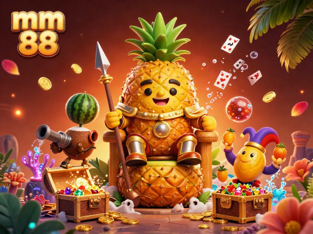 Experience the thrill of mm 88 casino with vibrant tropical characters and sparkling treasures.