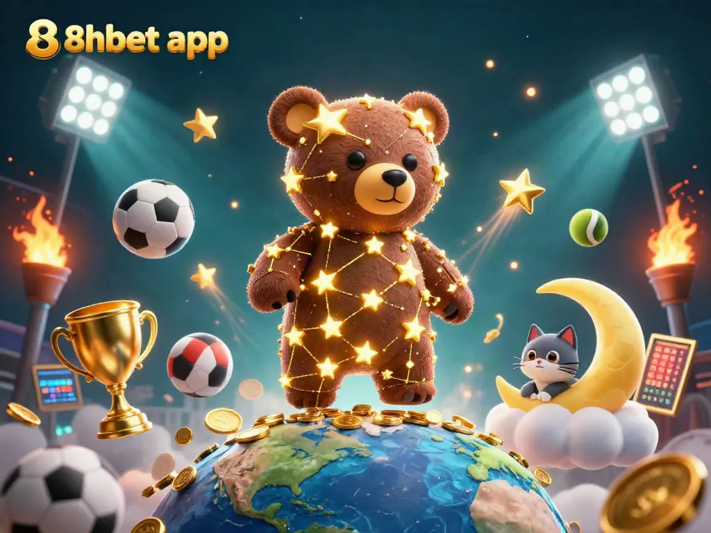 Engage with exciting games and features on the 8xbet app through this dynamic illustration.