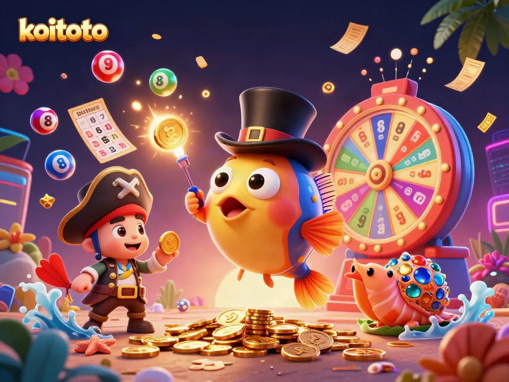 Engage with koitoto's thrilling lottery action featuring vibrant elements and captivating characters.