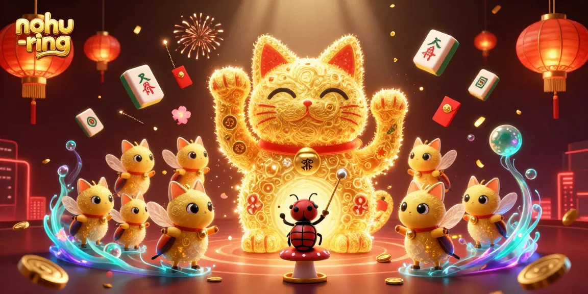 Experience thrilling gameplay with nohu-ring in an enchanting casino scene featuring a lucky cat.