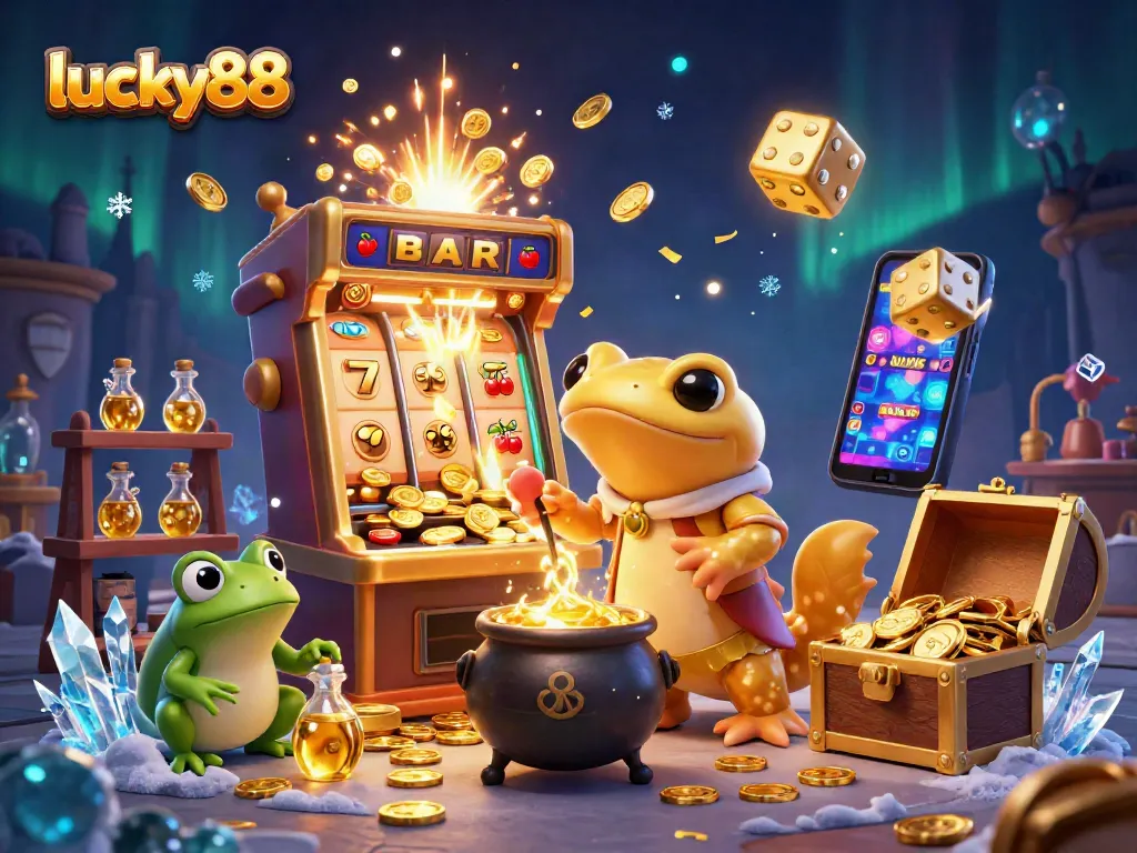 Spin and win with lucky88 at an exciting online casino experience featuring vibrant 3D graphics.