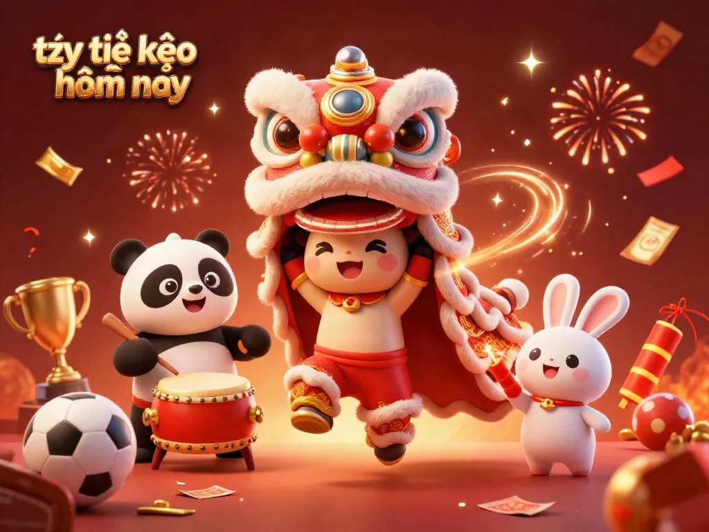 Experience the latest tỷ lệ kèo nhà cái hôm nay with vibrant sports betting elements in a festive illustration.