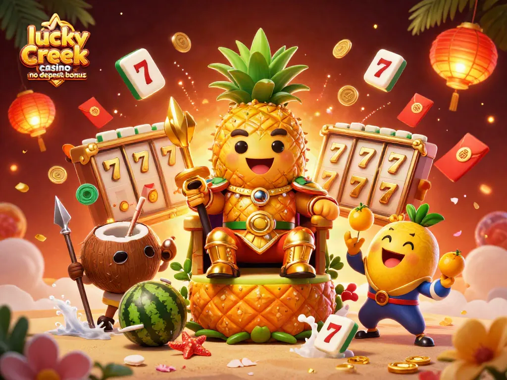 Spin and win with the exciting lucky creek casino no deposit bonus illustration featuring colorful, vibrant elements.