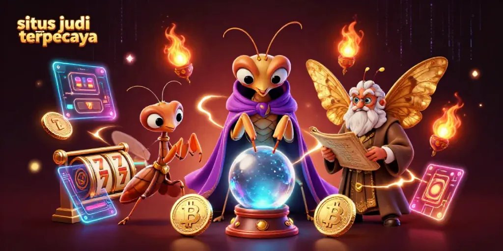 Menangkan hadiah di situs judi online terpercaya dengan simbol slot dan grafik berkilau.