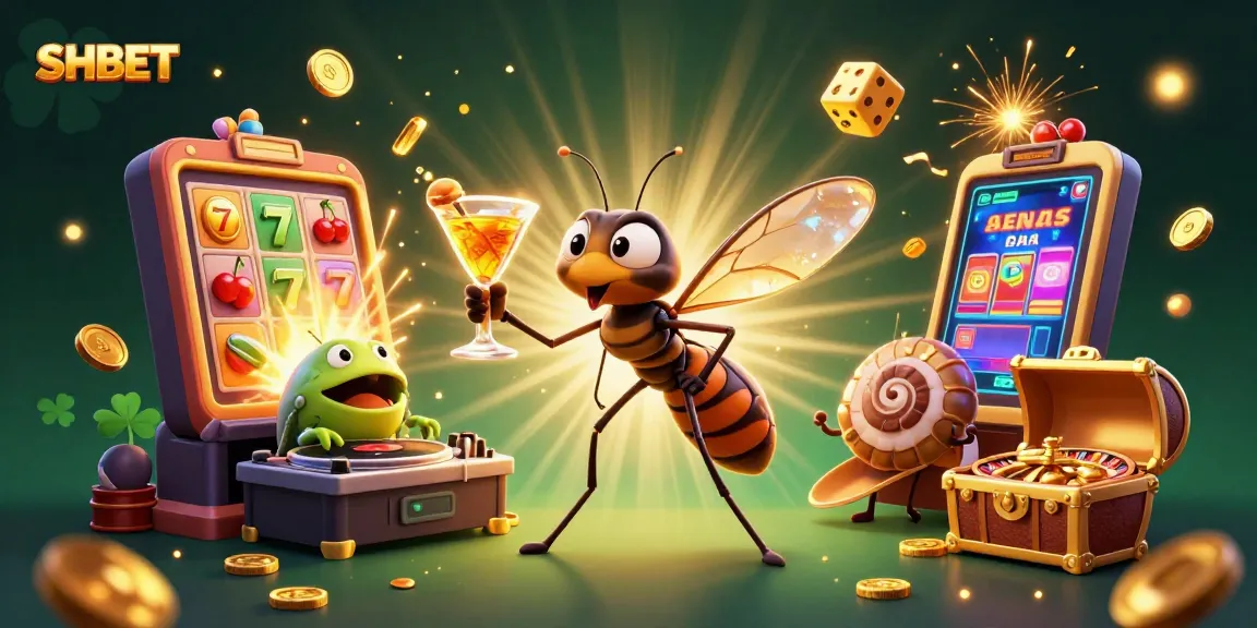Experience the SHBET thrill with lively casino mascots and dynamic gaming elements in a spectacular illustration.