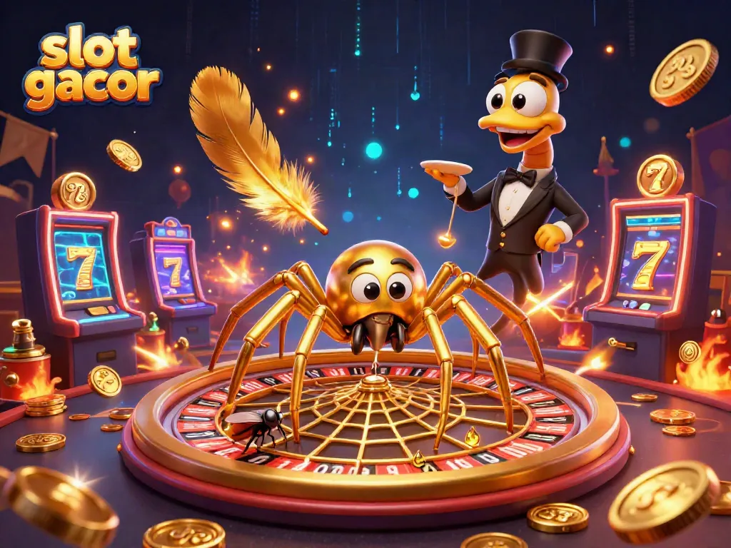 Experience the thrill of slot gacor with a vibrant casino scene featuring unique characters.