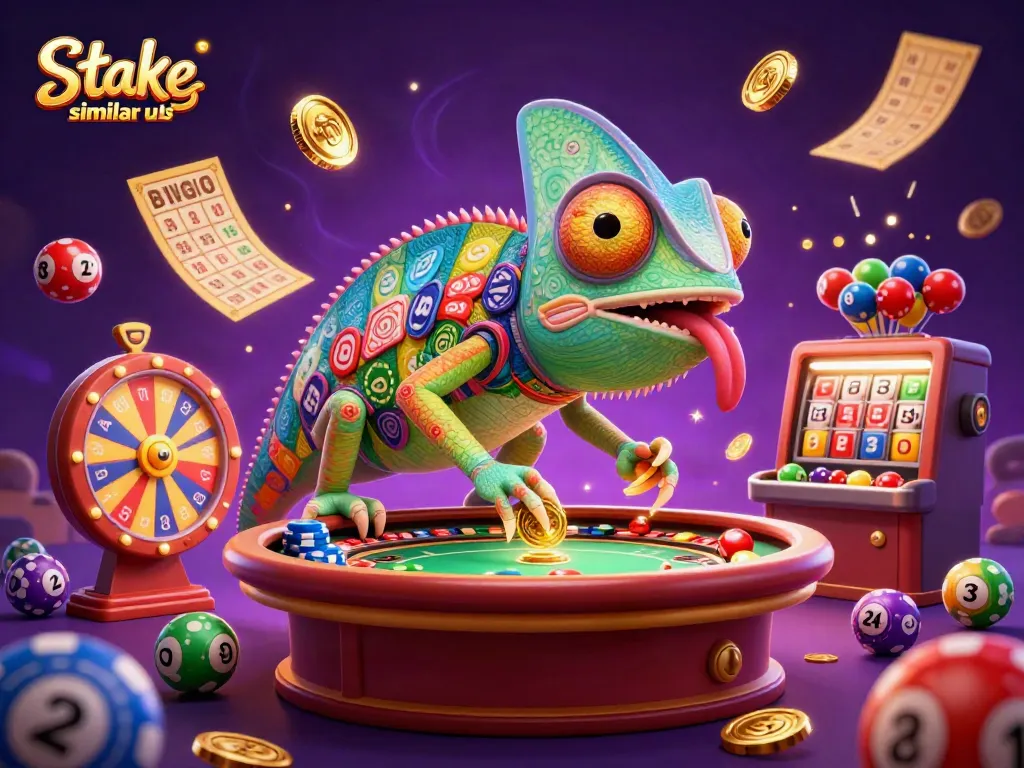 Engage with vibrant action in stake.us similar sites, featuring a chameleon casino owner and prizes galore.