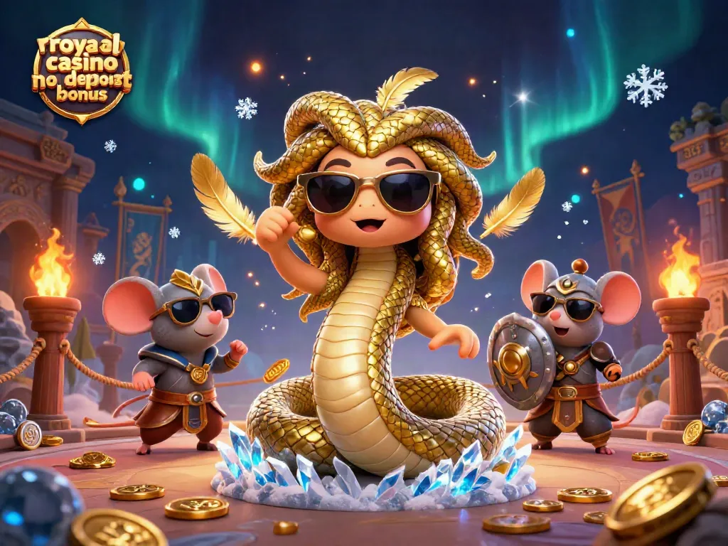Play exciting games with the royal ace casino no deposit bonus, featuring Medusa and a warrior mouse.