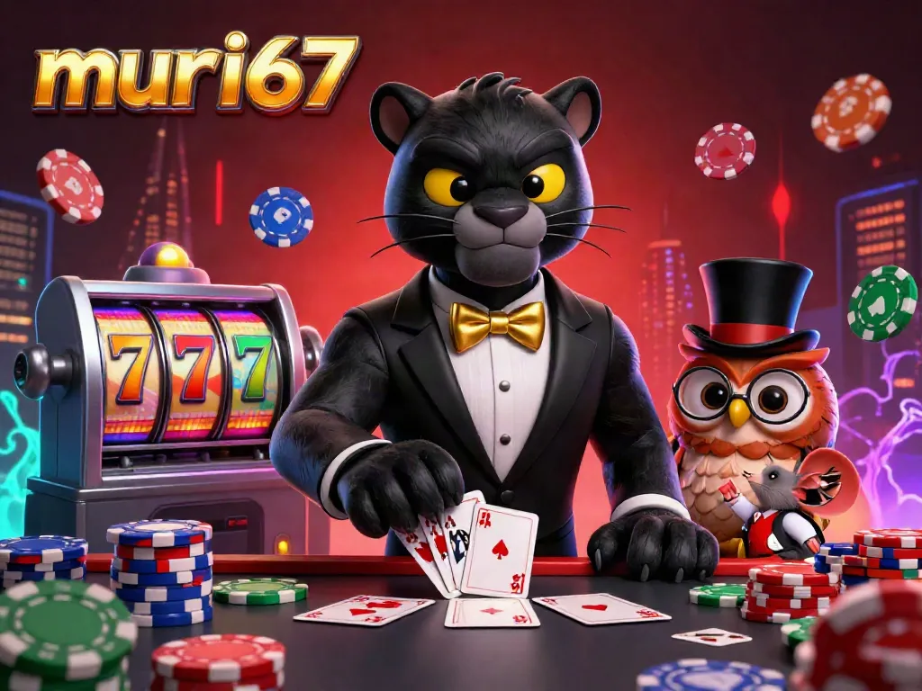 Engage with murai67 through an immersive casino scene featuring vibrant characters and dynamic gaming elements.